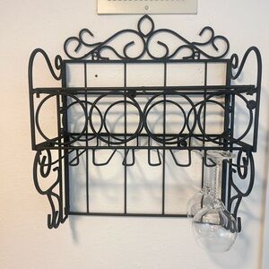 French Black wrought iron Wall Wine Rack